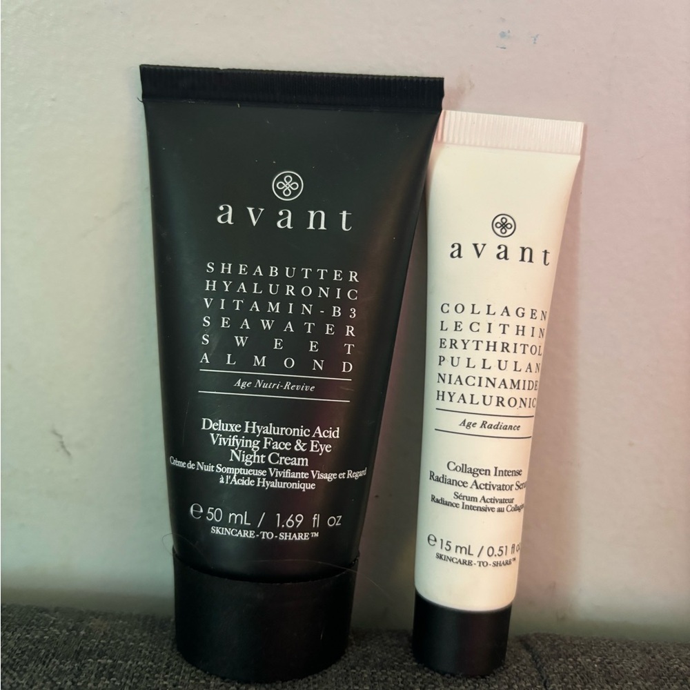 Avanti Skincare Night Cream and Radiance Serum Set - Black and White